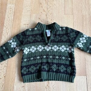 Janie and Jack Green and White Patterned Sweater - 18-24 months